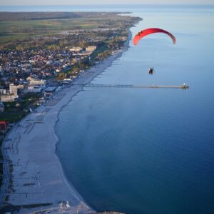 paragliding, paraglider, flying, nature, sea, coast, baltic sea